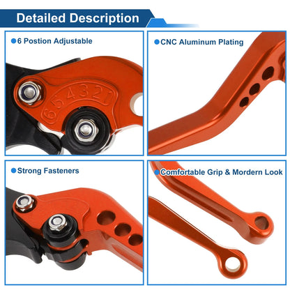 Adjustable Short Brake Clutch Levers for BMW R Nine T (2014–2016) - Orange