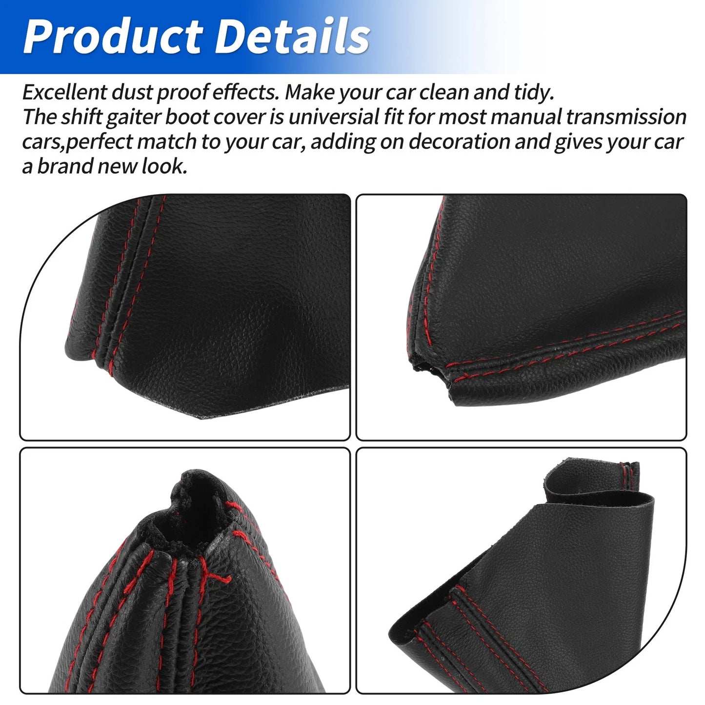 Gear Shift Stick Gaiter for Audi A6 C6 (2004–2011) Red Artificial Leather