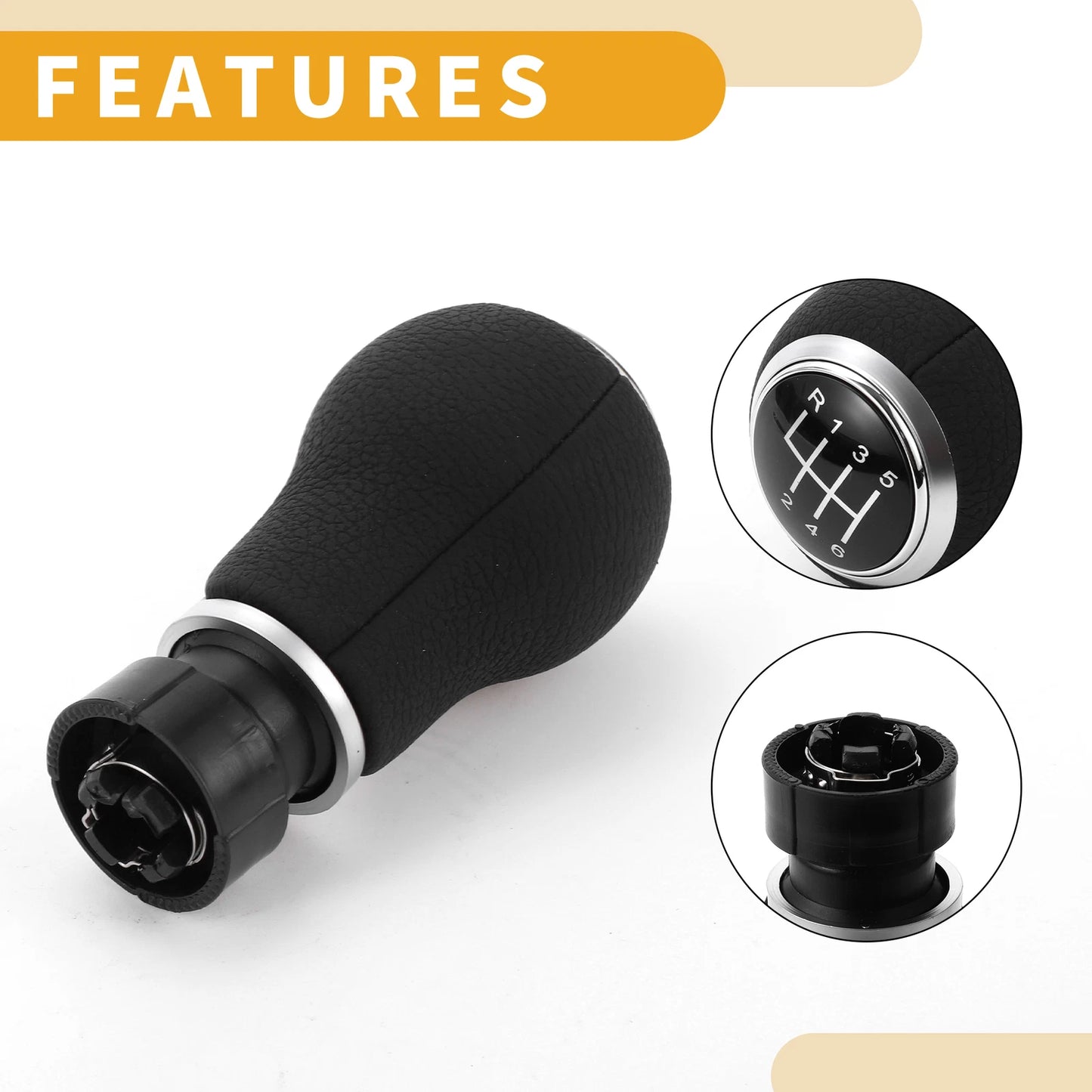6 Speed Manual Gear Shift Knob for Audi A3 8P (2003–2013) Faux Leather Silver