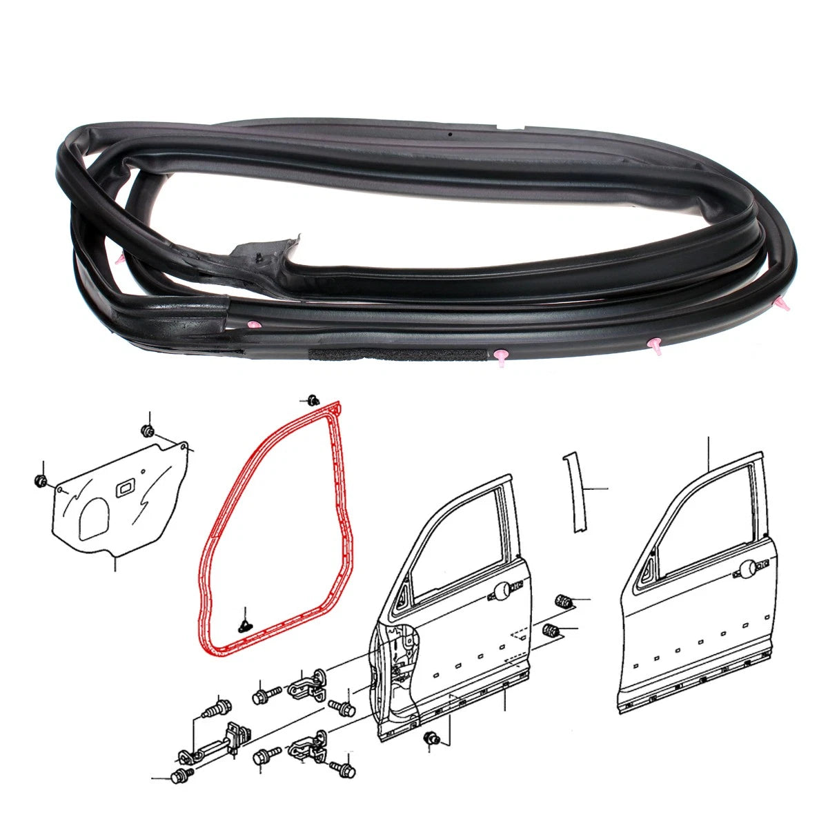 Set of 2 Front Door Weatherstrip Rubber for Honda CR-V (2002–2005)
