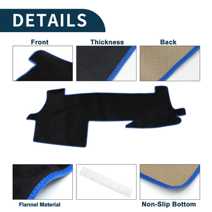 Dashboard Cover Mat for Toyota Mark X (2004–2020) Black Blue Set of 1