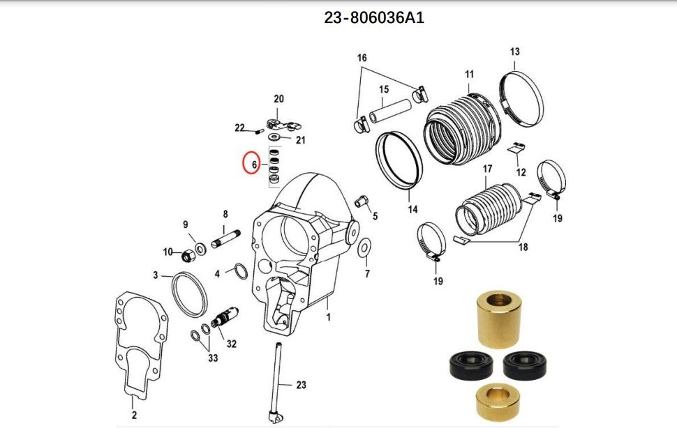 Shift Shaft Bushing for Mercruiser Alpha One Gen II (1991–Present)