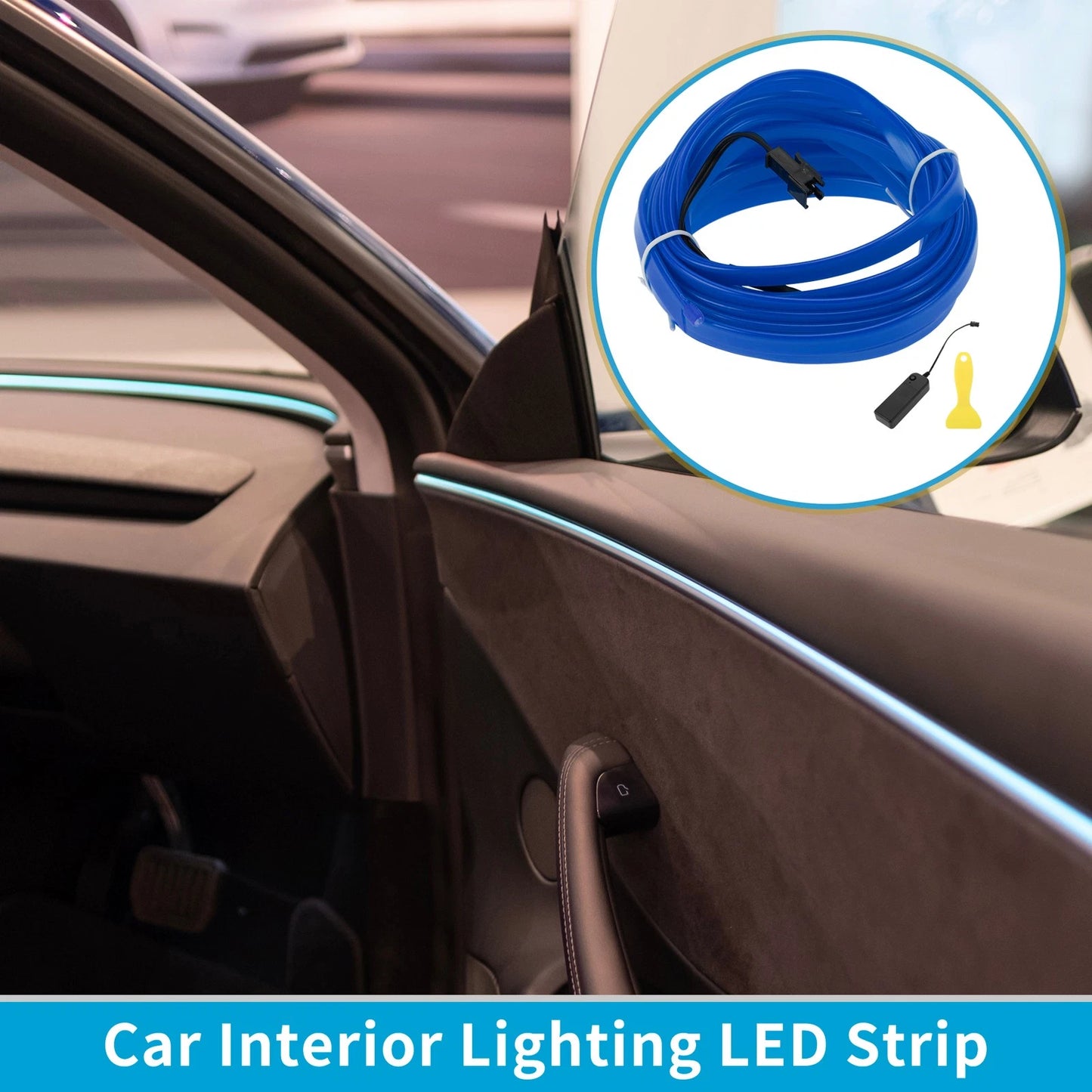 LED Strip Neon Wire Lighting for Car Interior (Battery Box 3V)