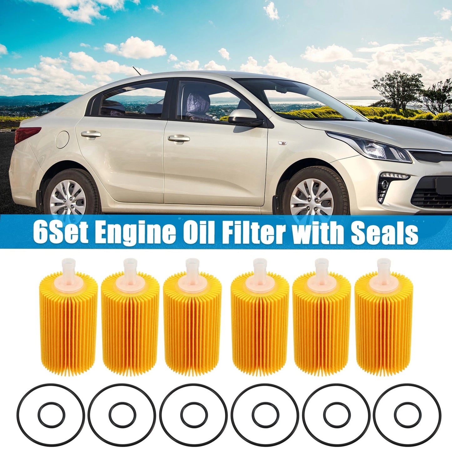 Set of 6 Engine Oil Filters 04152-38020 04152-51010 04152-YZZA4 for Toyota Tundra