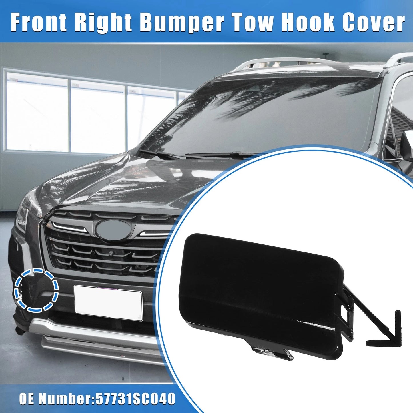 Front Right Bumper Tow Hook Cover for Subaru Forester (2009–2013) Black