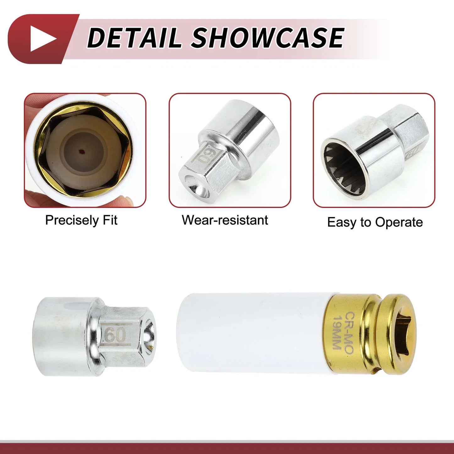 Set of 2 Wheel Lock Lug Nuts with 14 Teeth Anti-theft Key for Porsche Cayenne