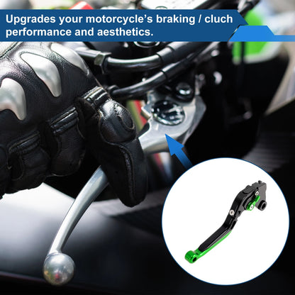 Brake Clutch Levers for Kawasaki ZX10R (2006–2015) Black Handle Green End