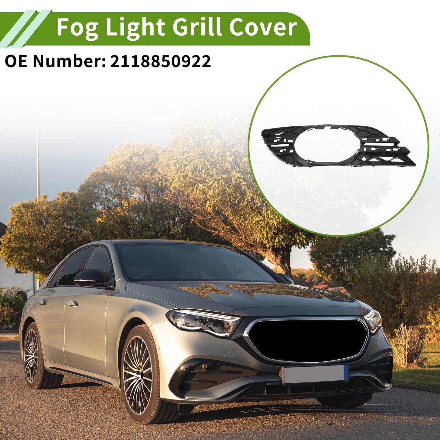 Front Left Fog Light Grill for Mercedes Benz E-Class (2003–2009) No. 2118850922 Black
