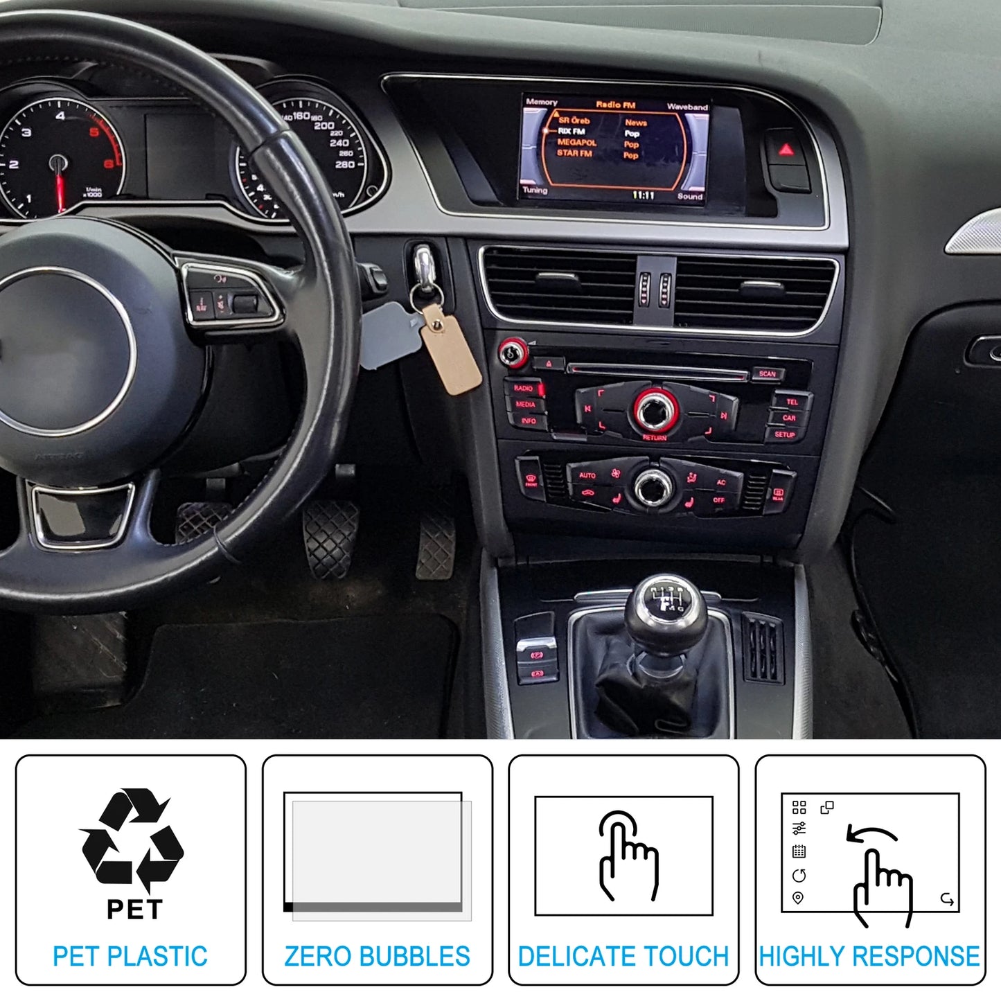 8.3 Inch Tempered Glass Screen Protector for Audi A4 S4 A5 (2013–2020)