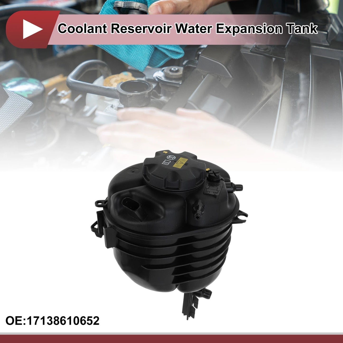 Coolant Expansion Overflow Tank with Cap No.17138610652 for BMW 330i (2017–2019)