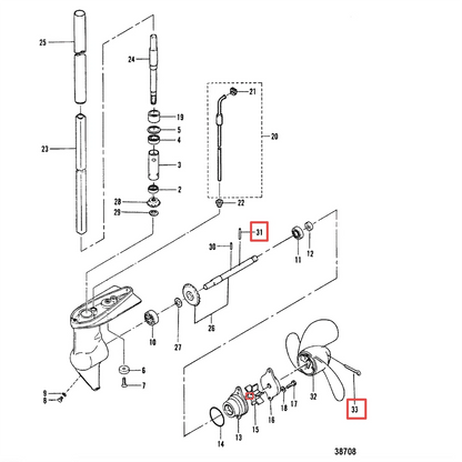 Shear Pin Cotter Key Kit for Mercury Mariner 2.5HP 3.5HP