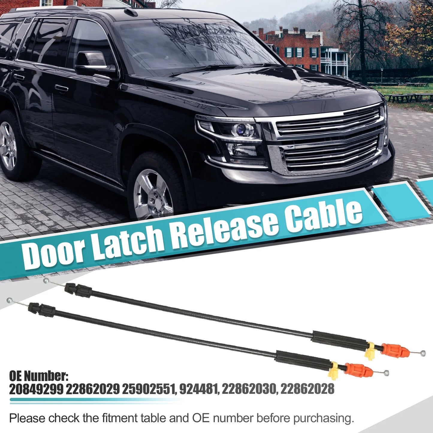 2 x Front Door Handle Latch Release Cables for Chevrolet Silverado (2007-2018)