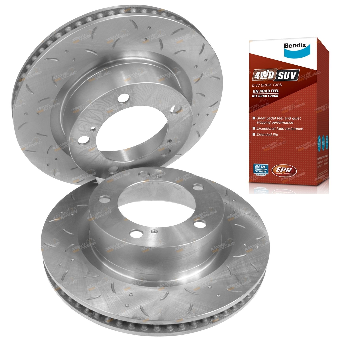 Front Slotted Disc Brake Rotors & 4WD Pads for Landcruiser 200 Series (2008–2021)