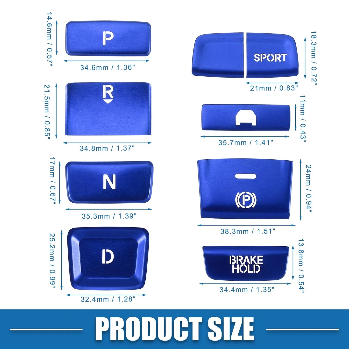 9 x Gear Shift Panel Switch Button Covers for Honda Accord (2018-2022) Blue