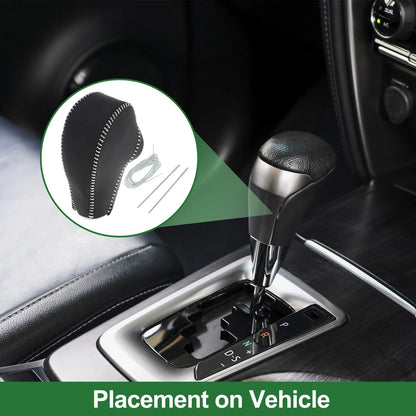 Gear Shift Knob Cover for Subaru Forester (2014–2017) Black Grey Faux Leather