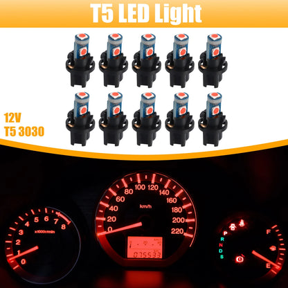 Set of 2 T5 3030 3SMD LED Bulbs Light Red for Car Instrument Panel