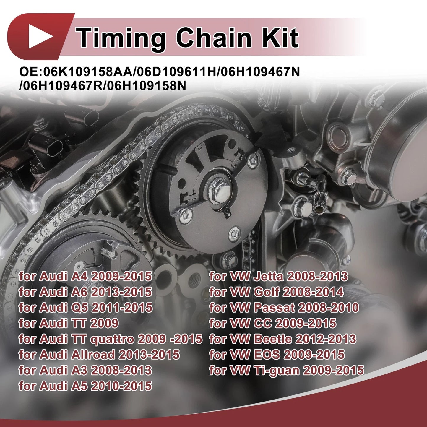 Timing Chain Kit No.06H109467N for Audi A4 A6 Q5 A3 A5, VW Golf Passat Jetta (2008–2016)