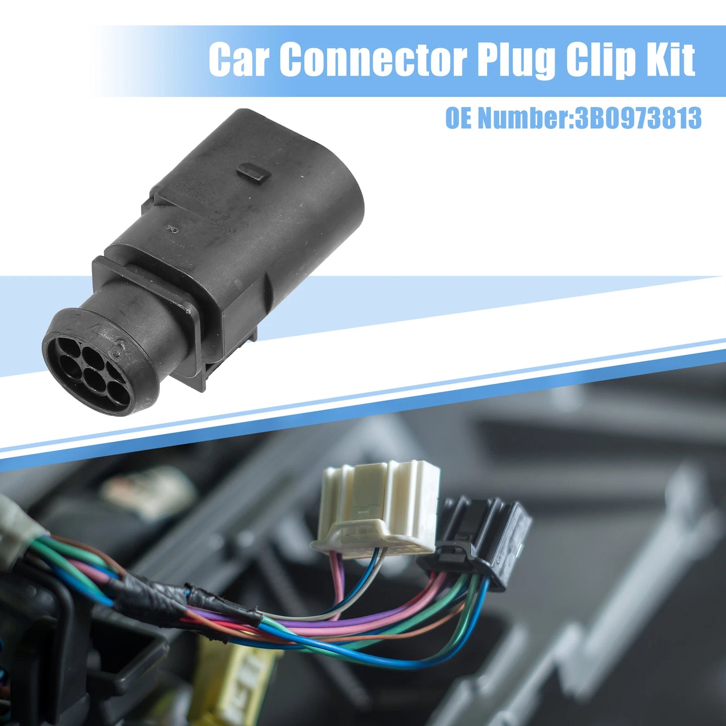 Set of 1 No.3B0973813 6 Pin Male Connector Adapter Plug for VW Golf Jetta Passat