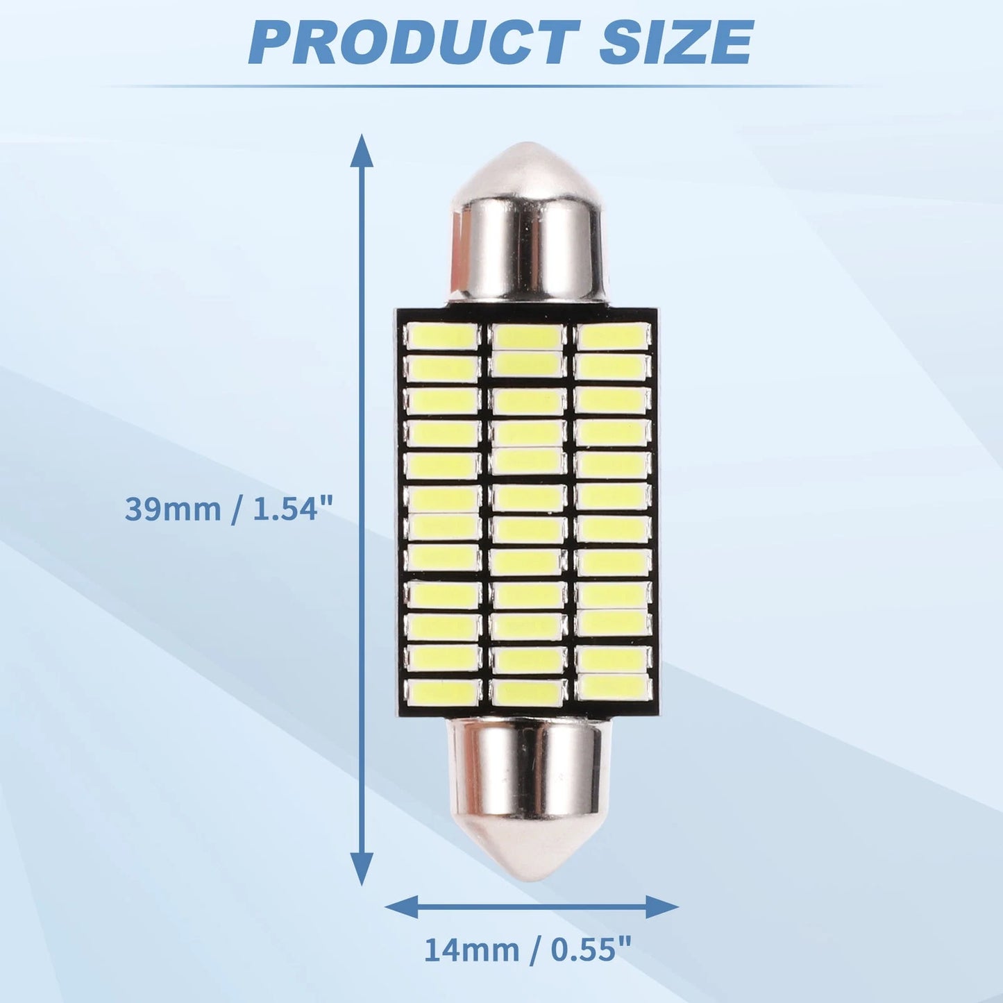 2X LED Dome Light Bulbs 4014 Chip 39mm