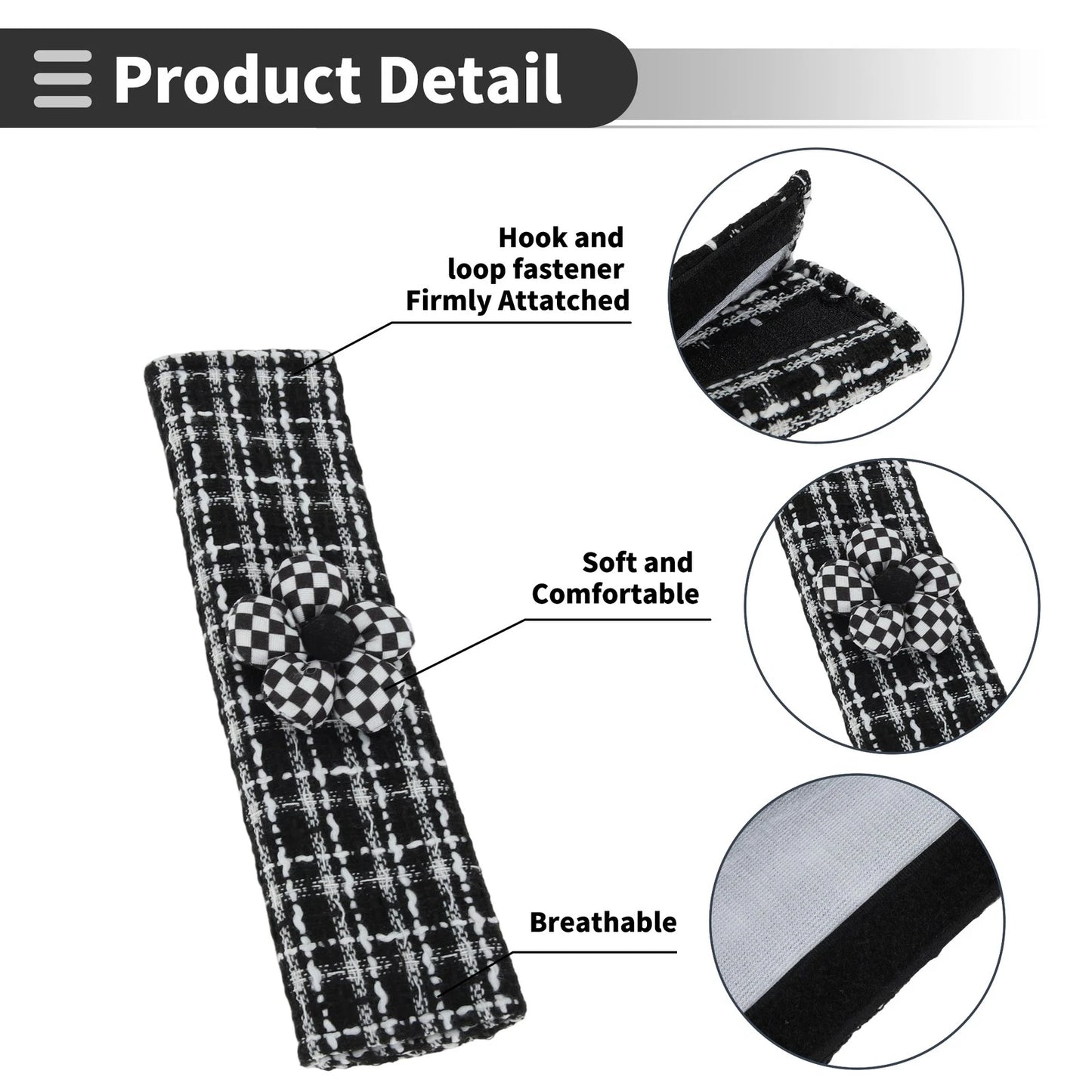 Set of 2 Seat Belt Cover Pads for Universal Fit (23.5cm)