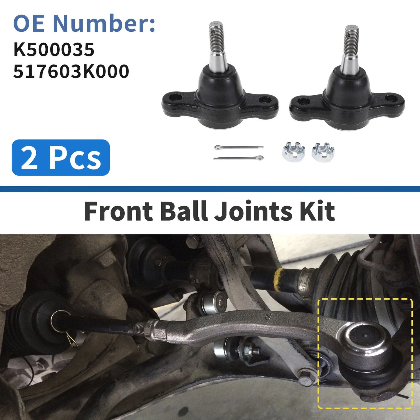2X Front Lower Ball Joints for Hyundai Sonata (2006–2010) K500035/517603K000