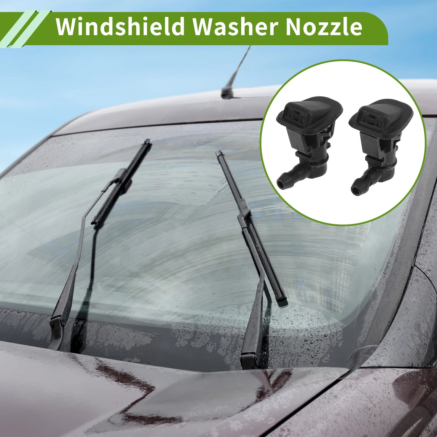 Set of 2 Front Windshield Washer Nozzles for Jeep Wrangler (2013–2015) No. 68164356AB