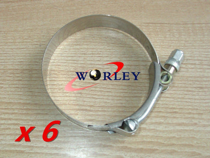 Set of 6 Steel T-Bolt Silicone Hose Clamps for Various Applications (N/A)
