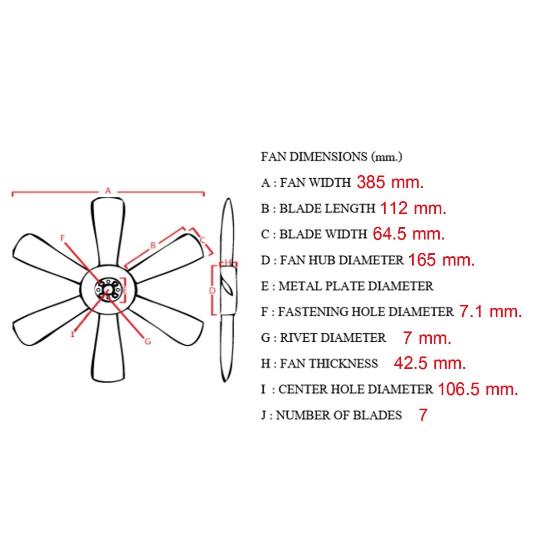 Engine Cooling Fan Blade for Toyota Crown Comfort (YXS10, YXS11)