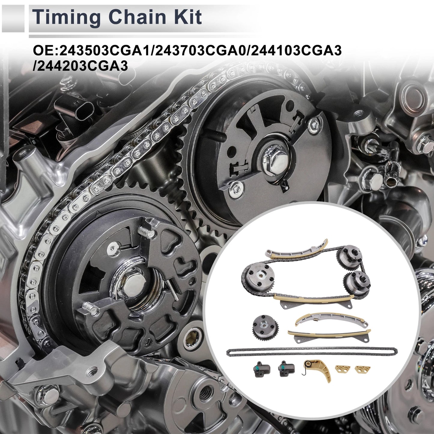 Timing Chain Kit No. 243703CGA0 for Hyundai Azera Genesis Santa Fe (2011–2019)