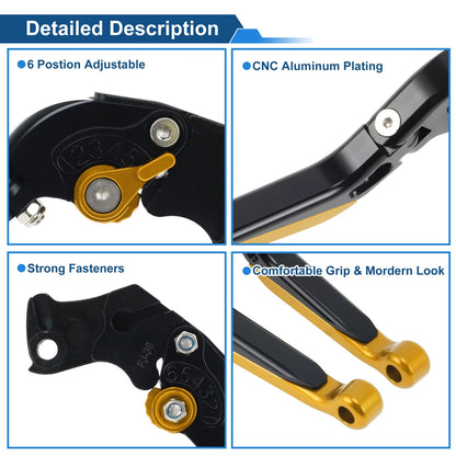 Brake Clutch Levers for KTM 390 Duke (2019–2023) Black Gold Tone End 1 Pair