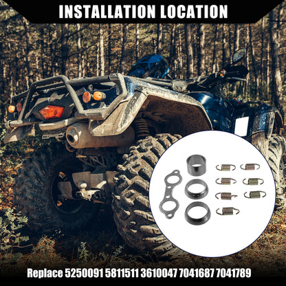 Exhaust Muffler Pipe Manifold Gasket Spring Rebuild Kit for Polaris RZR (2008–2023)
