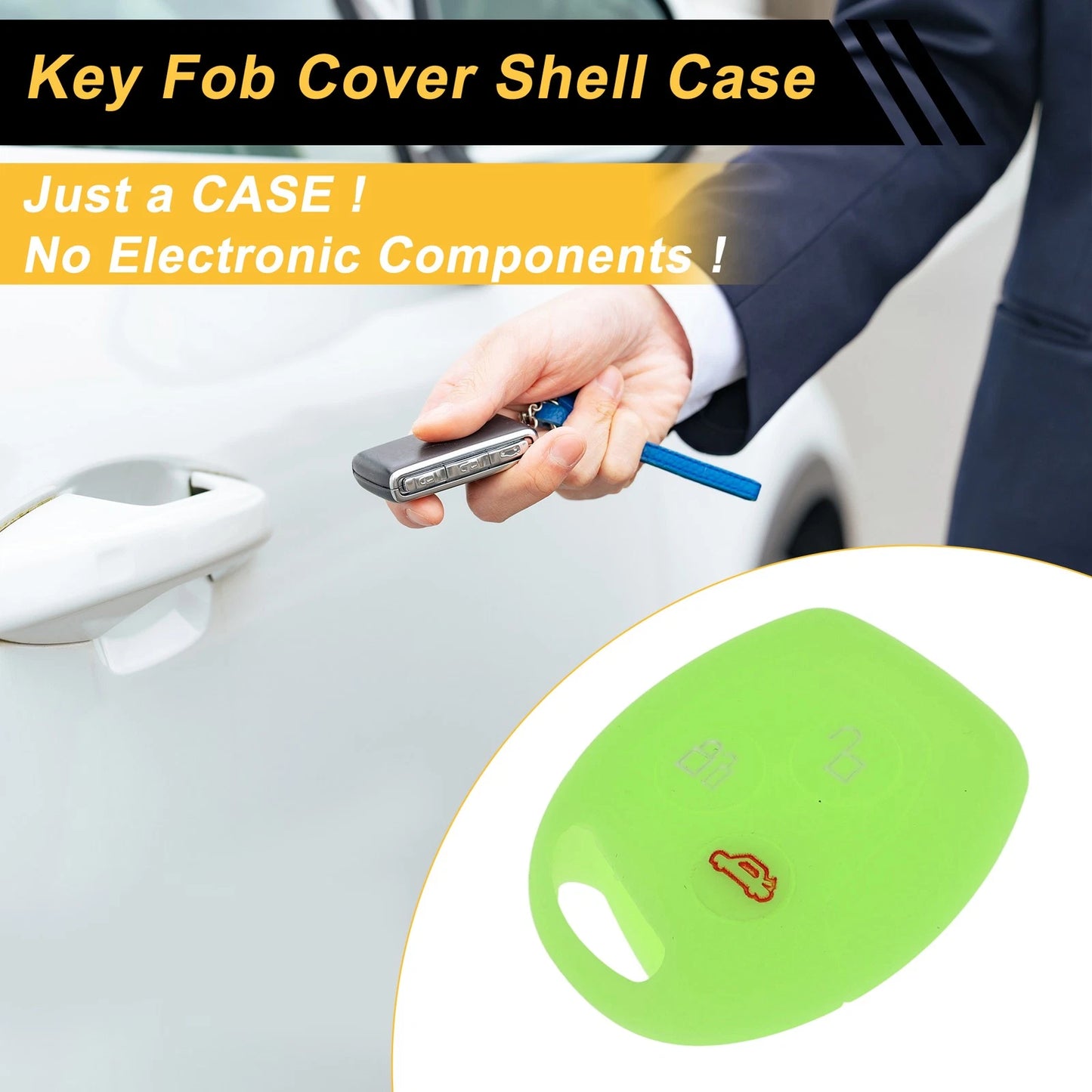 Light Blue Glow Car Key Case for Ford Courier (2010–2019) - 3 Buttons