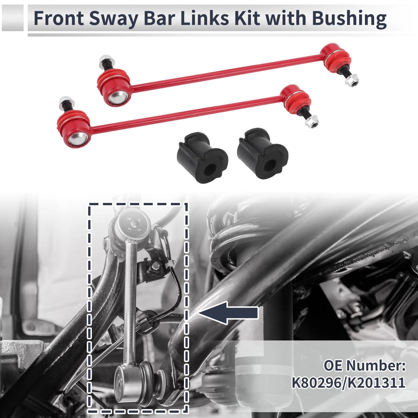Front Stabilizer Bar Links with 2 Pcs Bushing for Mercury Mariner (2005–2007) No.K80296