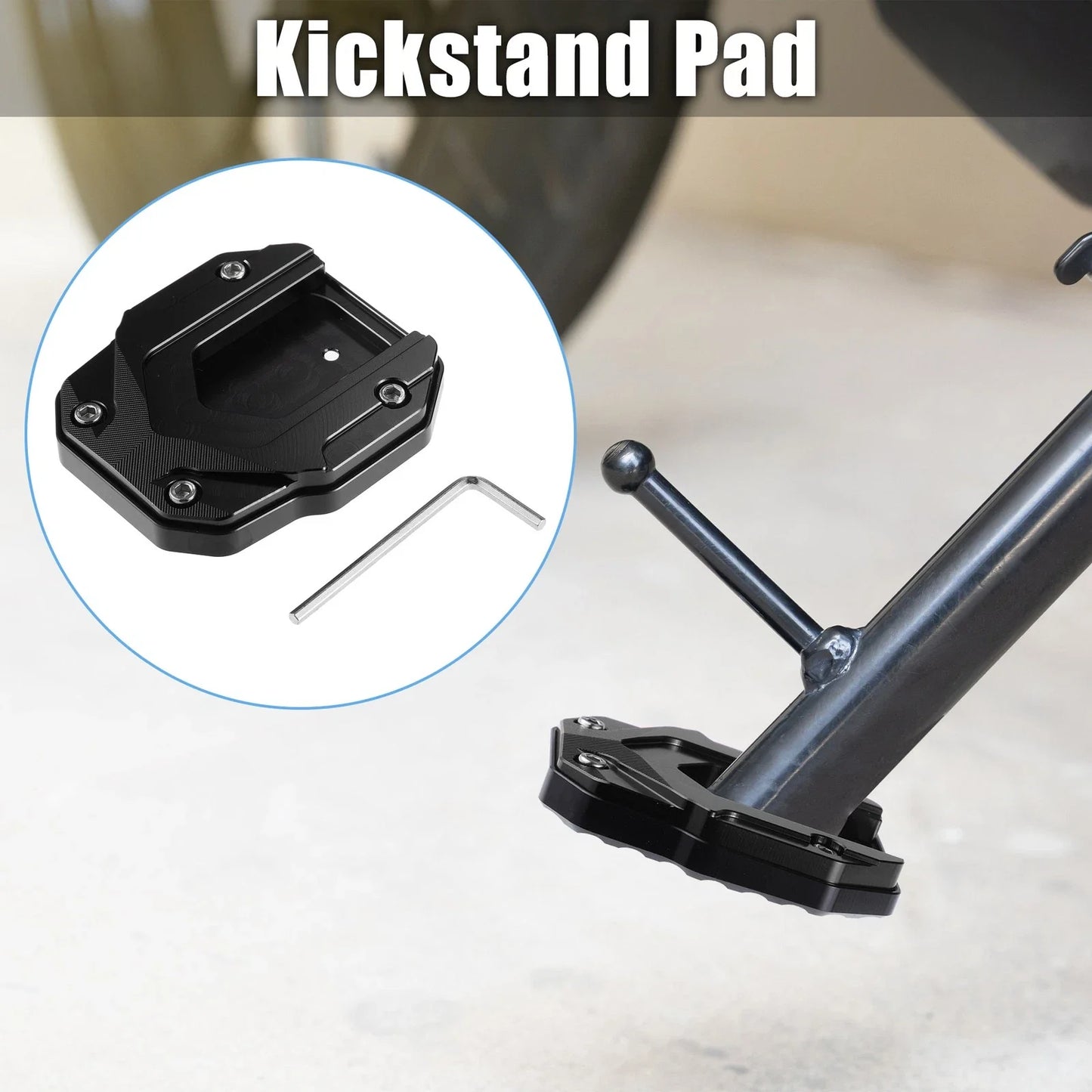 Aluminum Alloy Motorcycle Kickstand Plate Pad for BMW with Wrench Black