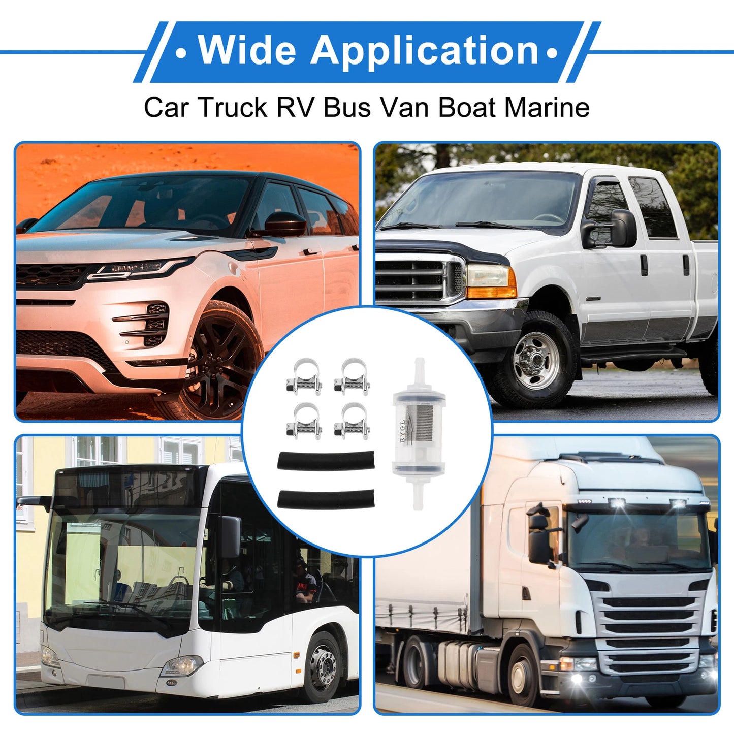 Fuel Filter Kit with Clamps and Hoses for Diesel Trucks