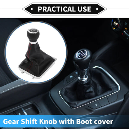 5 Speed Gear Shifter Knob with Cover for VW Passat B6 (2006–2010) Faux Leather