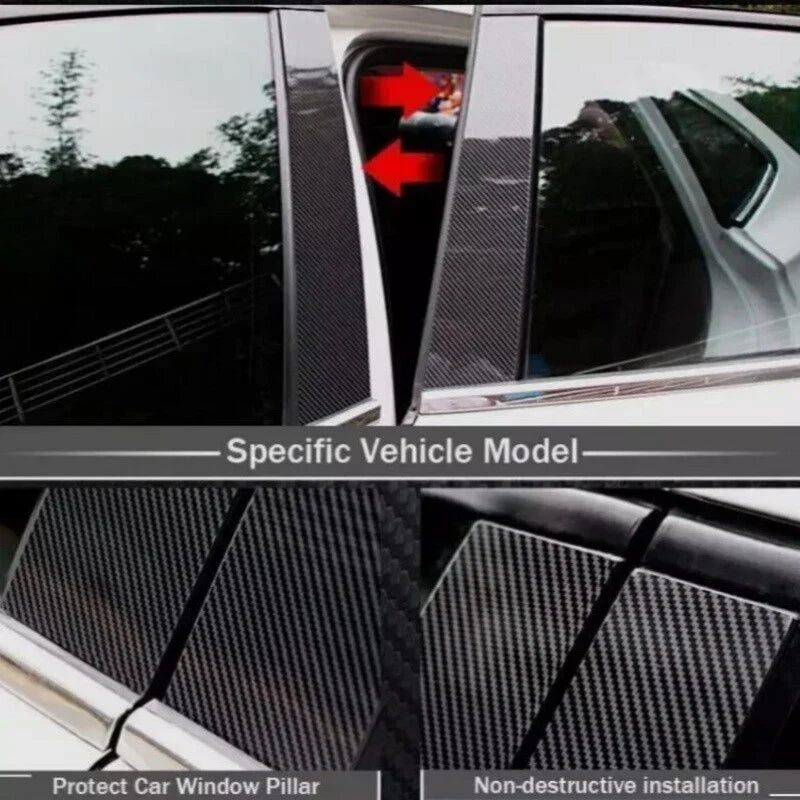 Carbon Fiber Window Pillar Posts Trim Cover for Honda Civic Hatchback (2022–2024)