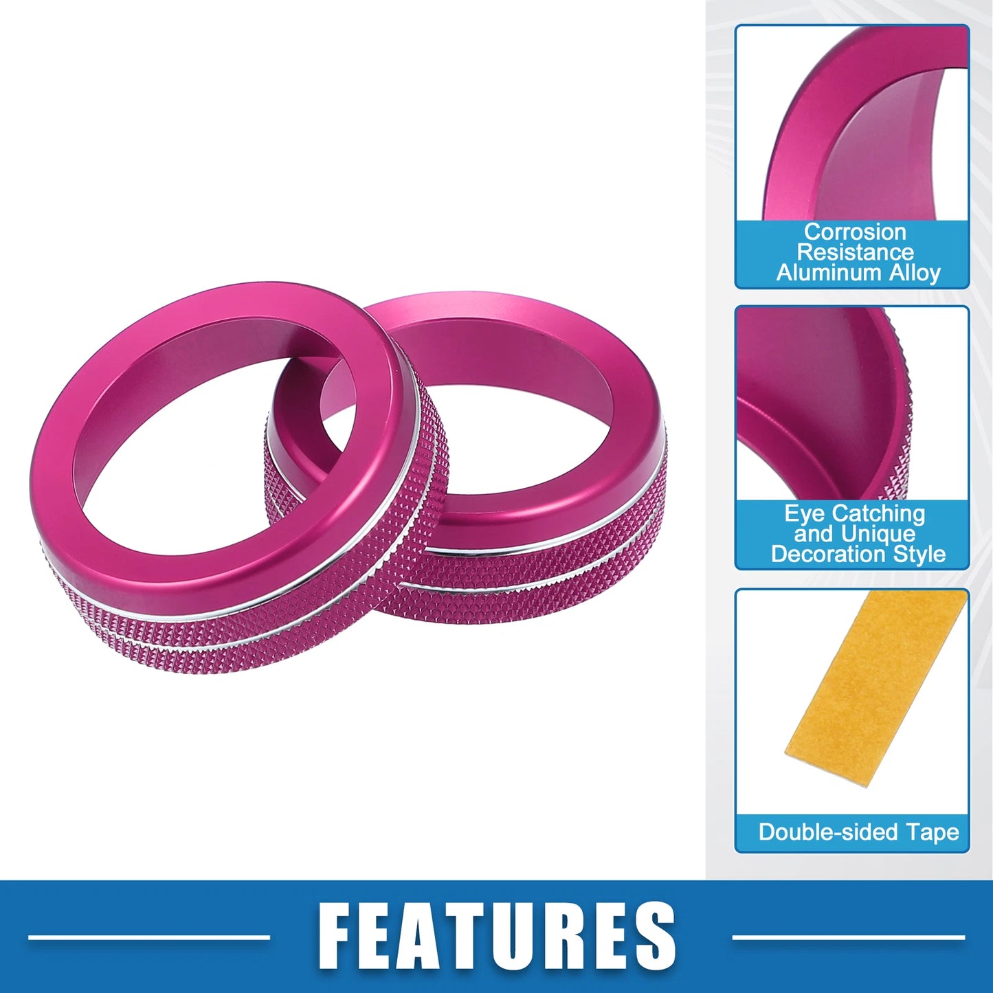 Set of 3 AC Radio Switch Knob Cover Decals for Dodge Durango (2014–2020) Pink