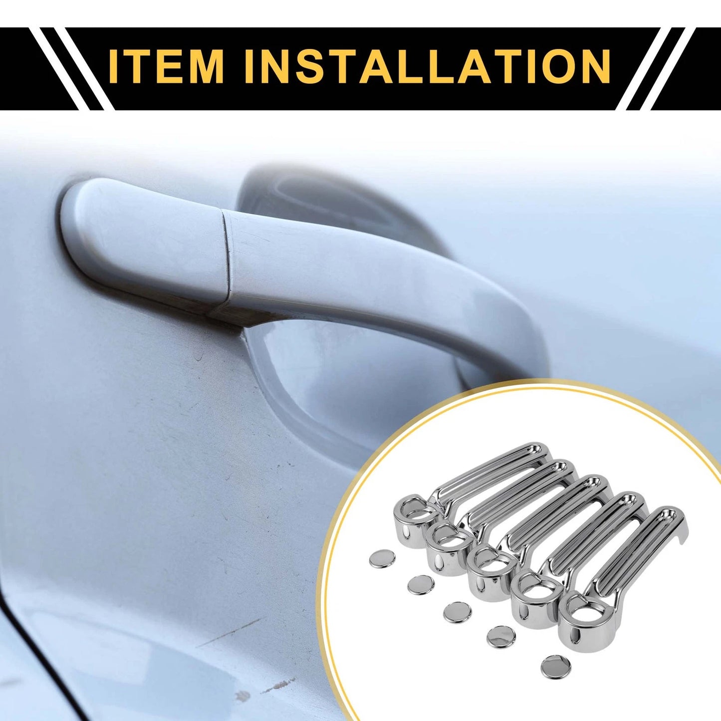 Set of 4 Door Handle Bowl Covers for Jeep Wrangler JK JKU (2007–2015) Silver Tone