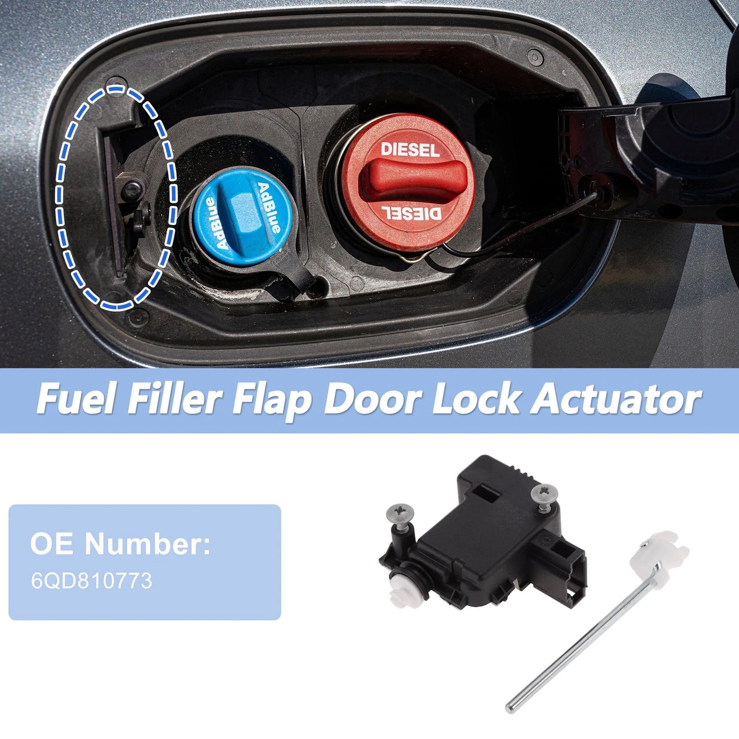 Fuel Filler Flap Door Latch Lock Actuator Motor for VW Polo (2002–2009)