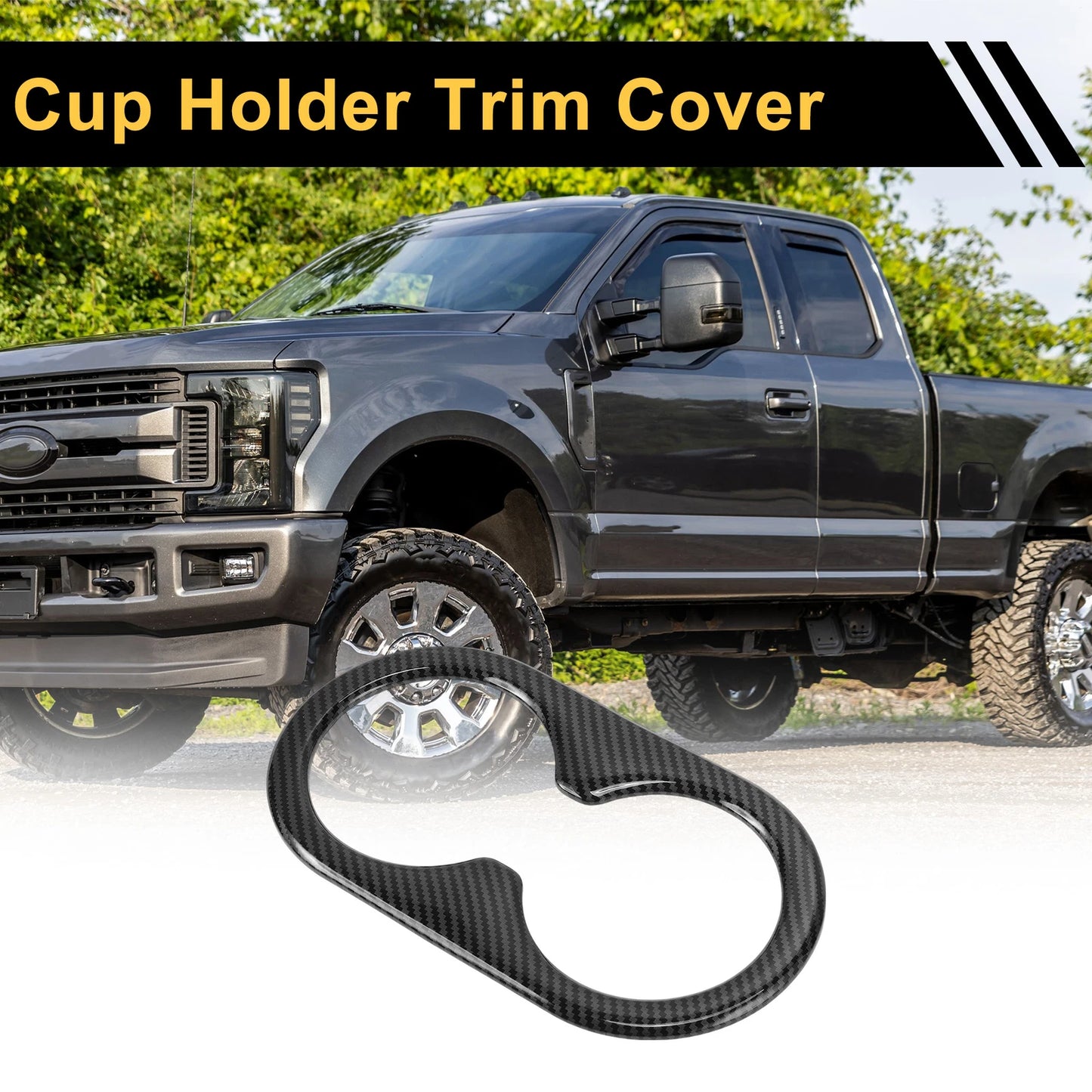 Carbon Fiber Pattern Cup Holder Trim for Ford F-150 (2021–2024)