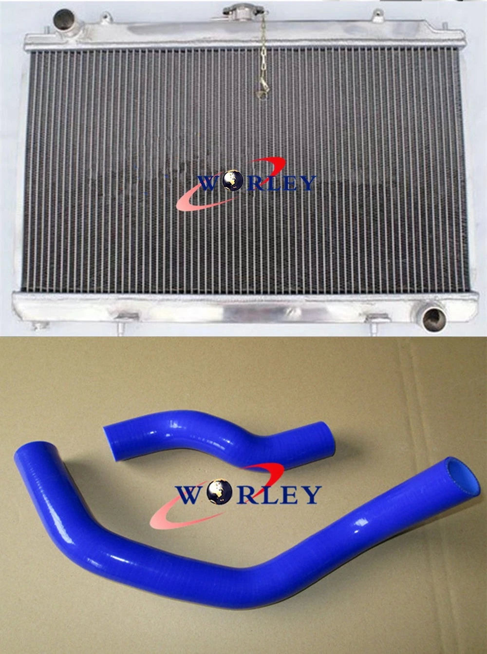 Aluminum Radiator with 2 Black Hoses for Nissan Silvia S14 S15 (1995–2002)