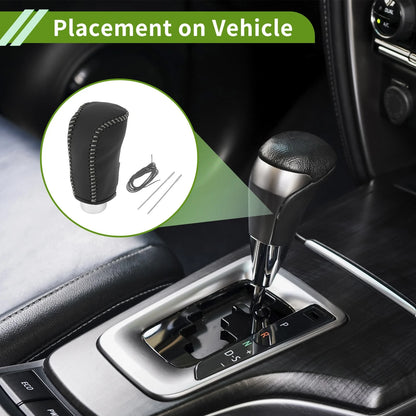Gear Shift Knob Cover for Mazda 3 (2014–2018) Black Grey Faux Leather