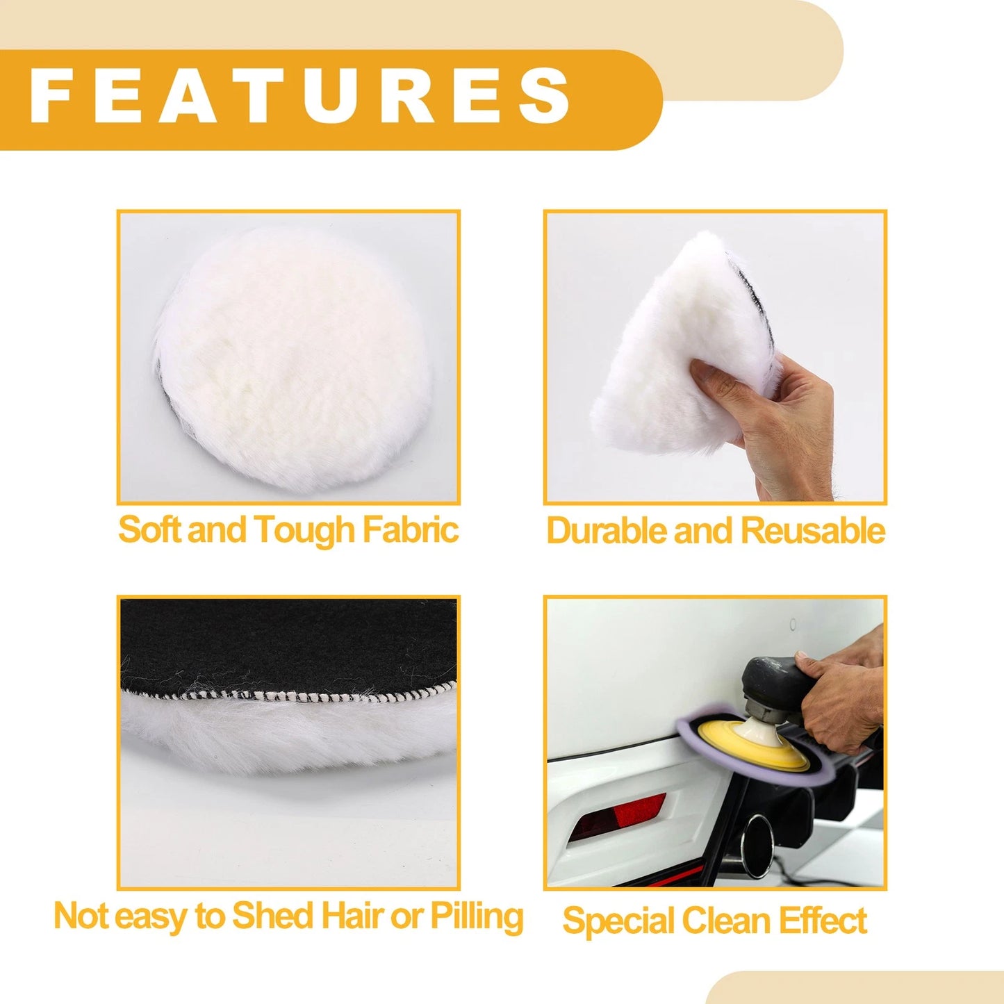 1pc 6" Wool Polishing Buffing Waxing Pad for Universal Use (150mm)