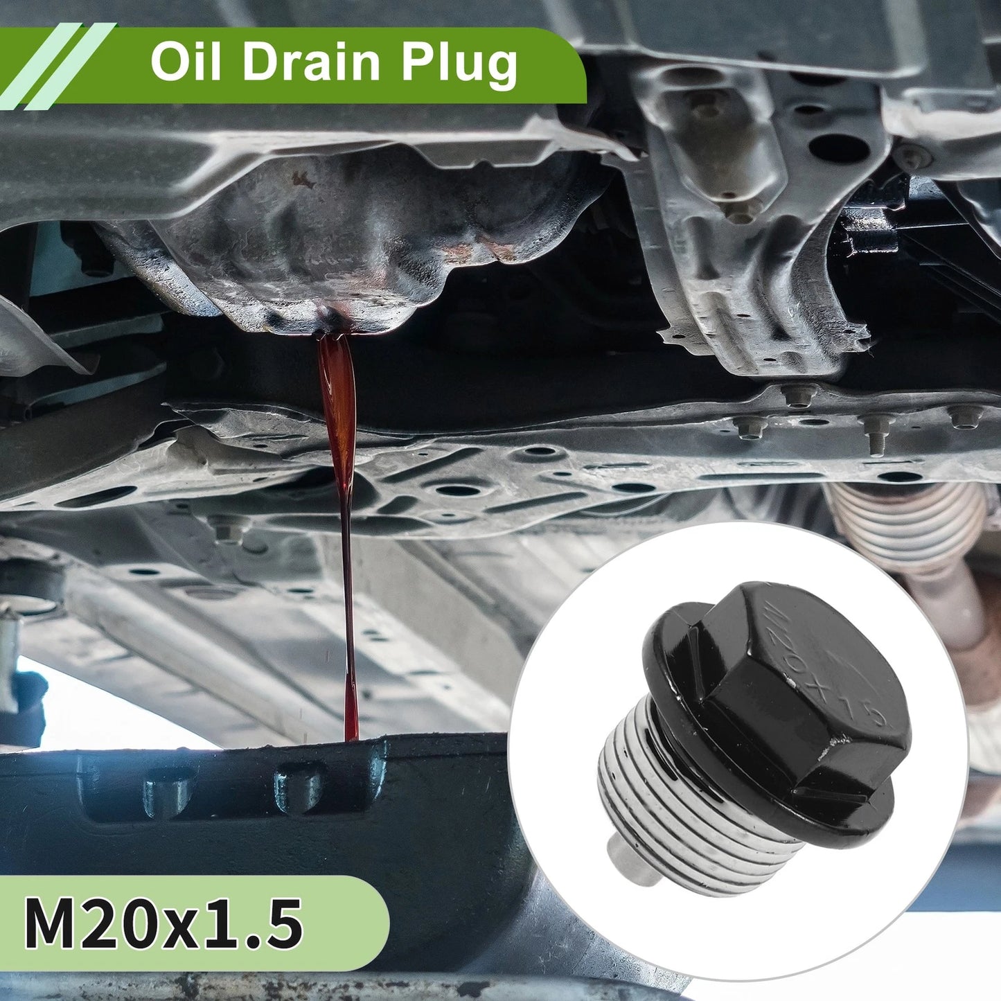 Set of 2 M20x1.5 Copper Oil Drain Plug with Gasket for Car Motorcycle
