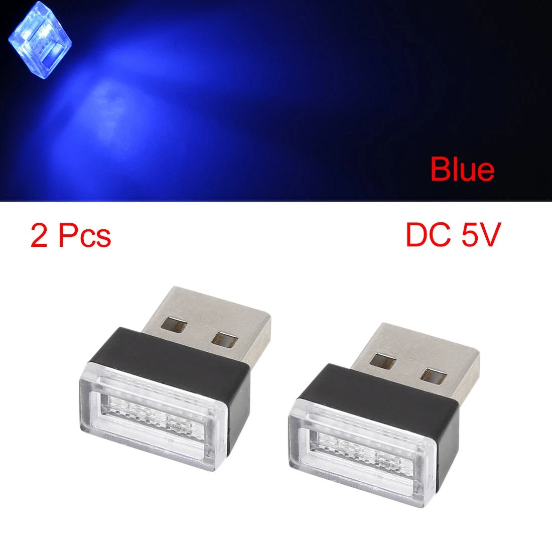 2X USB LED Ambient Light Bulbs for Universal Car Interior (2010–2023)
