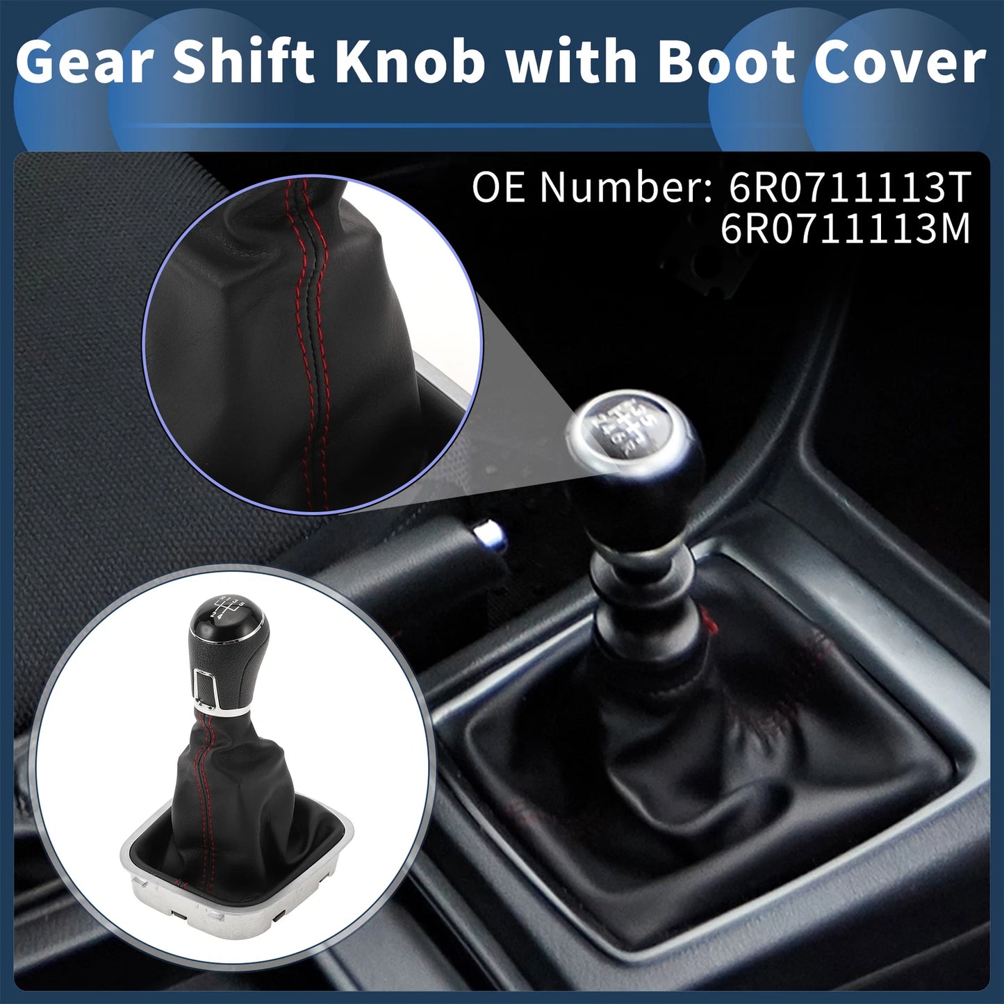 5 Speed Gear Shifter Knob with Cover No.6R0711113T for VW Polo (2014–2017)