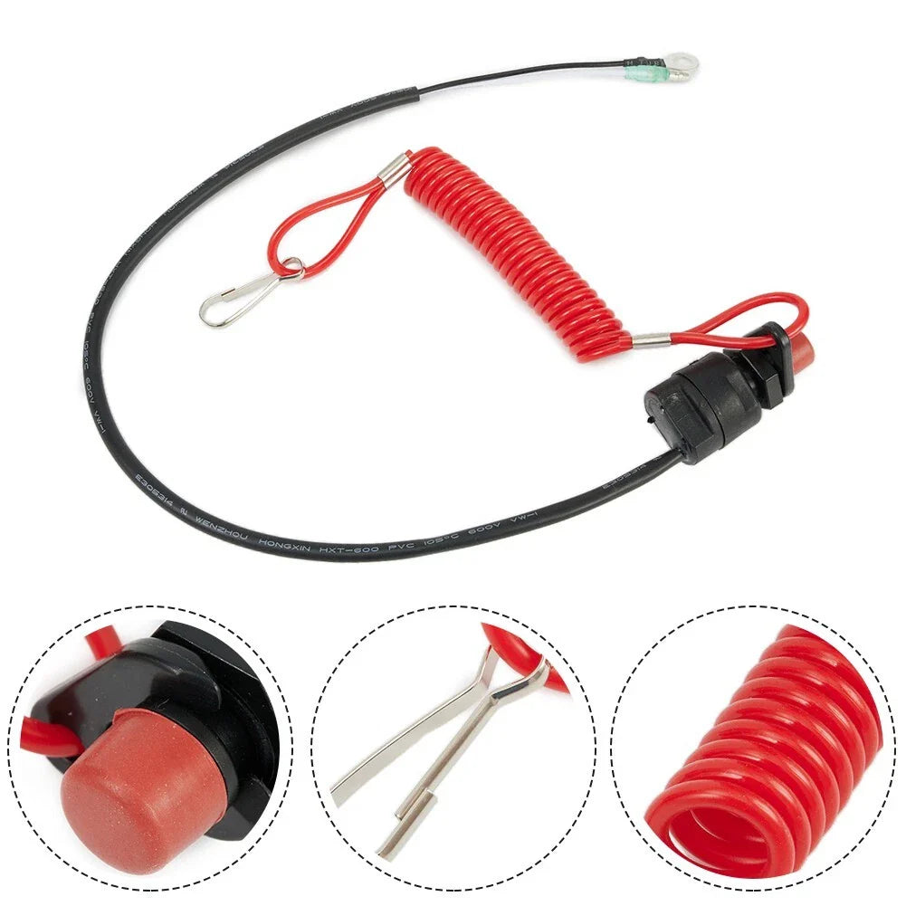 Boat Outboard Kill Switch With Safety Lanyard Clip for Outboard Engine