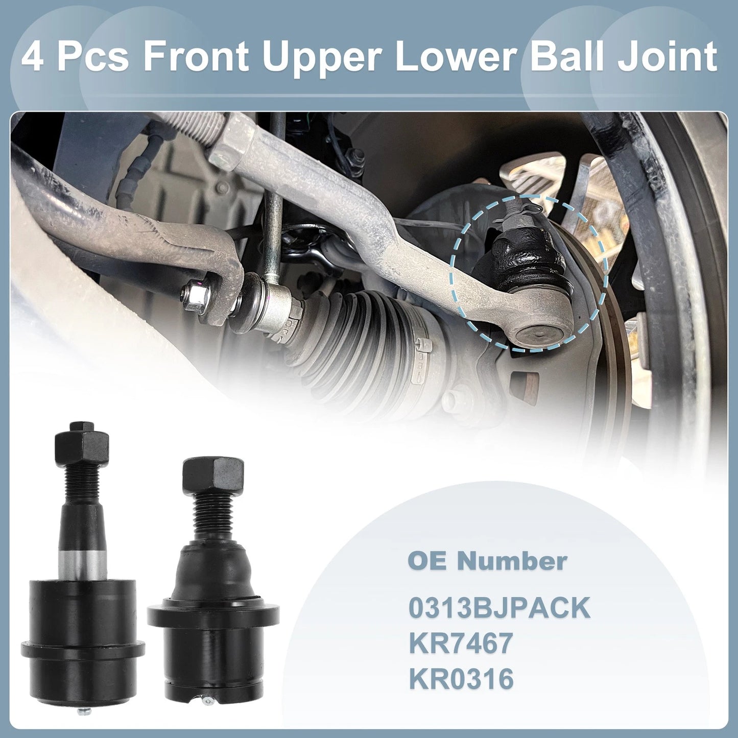 Set of 4 Front Upper Lower Ball Joints No. 0313BJPACK for Dodge Ram 2500 3500
