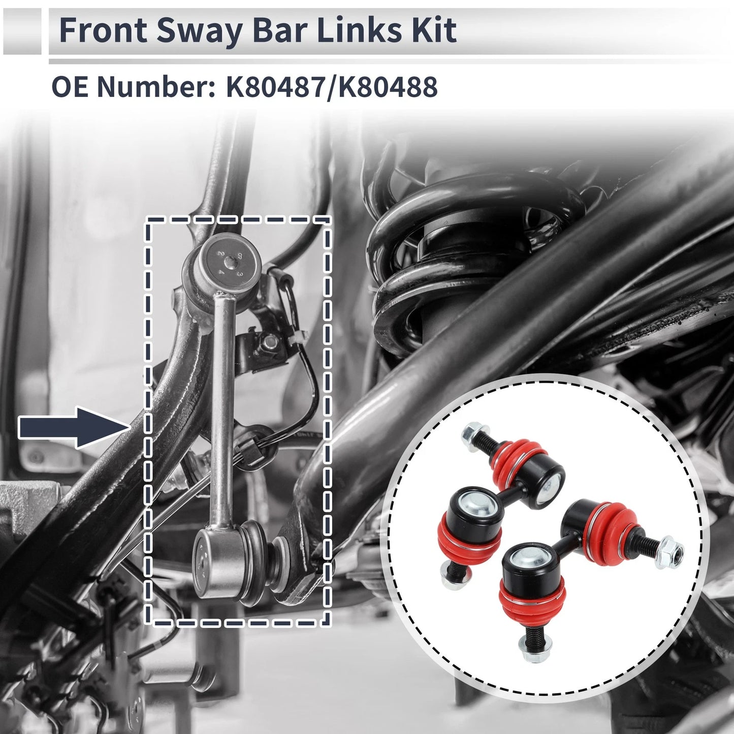 Set of 2 Front Stabilizer Bar Links for Acura RSX (2002–2006) No.K80487/K80488